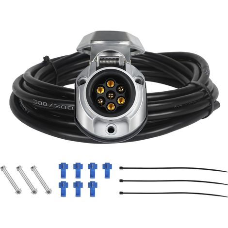 Prise remorque 7 Broches,12V Faisceau électrique,Câble 2m Précâblé Adaptateur Fiche Attelage 7 Broches,Convient aux remorques,camions,Camping-Cars (1/5)