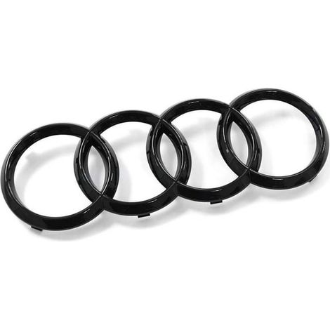 Badge anneau compatible calandre avant Audi brillant, emblème chromé, finition miroir, pièce auto extérieure, insigne de marque, accessoire remplacement, design élégant, ajustement précis. (1/2)