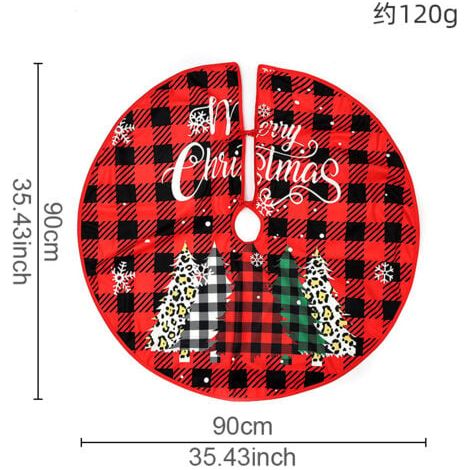 Falda para árbol de Navidad de 90 cm, estilo rústico rojo, ideal para decorar fiestas navideñas en interiores y exteriores. (1/3)