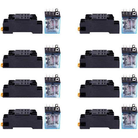 Relais de puissance DPDT à bobine 220 V CA 8 broches avec support PTF08A (8X LY2NJ HH62P-L JQX-13F) (1/5)
