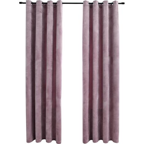 Blackout Curtains with Rings 2pcs Velvet Antique Pink 140x225cm vidaXL
