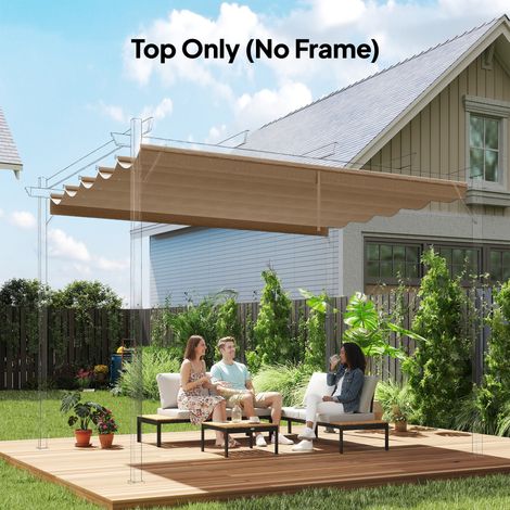 Toile de Toit pour Pergola Tonnelle Rétractable de 3 x 3 m - Toile Uniquement 250 x 255 cm, Ecru (1/5)