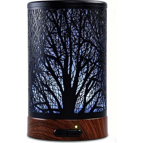 Diffuseur d'Huiles Essentielles Ultrasonique Aromathérapie Electrique en Métal avec 7-Couleurs Changeantes, Minuterie et Arrêt Automatique pour Chambre Salon Spa Yoga Massage - 150ML Arbre (1/5)