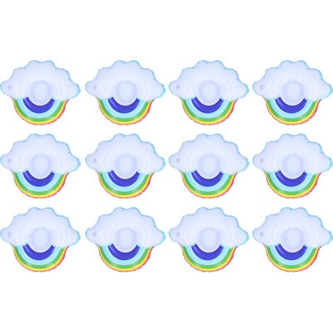 Lot de 12 dessous de verre gonflables en forme de nuage coloré, porte-gobelets flottants, jouet pour enfants pour la piscine d'été (1/5)