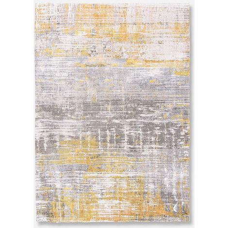 DISEÑO STREAKS - ALFOMBRA ABSTRACTA ATLANTIC - Hecha en Bélgica  - Acabado a Mano - Antideslizante Natural - Algodón - Poliéster - Sea Bright Sunny - 80 x 150 CM