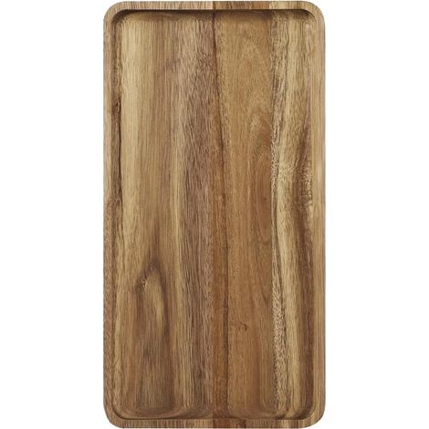 Plateau de service en bois d'acacia – Planche à charcuterie en bois – Plateau rectangulaire en bois pour servir des aliments, des fruits et du fromage – Plateau à dessert en bois de 35 x 18 cm (1) (1/5)