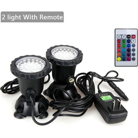 (2 lampes avec télécommande - Chine continentale) Projecteur LED RGB subaquatique étanche IP68 pour aquarium, 36 LED, éclairage paysager pour piscine, bassin, fontaine, étang. (1/5)