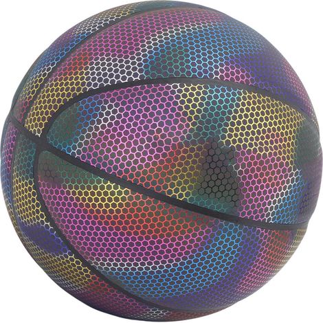 Ballon de basket réfléchissant taille 7 - Design cool, lumineux et éclatant - Idéal pour enfants et adultes, en intérieur comme en extérieur - Effet brillant intense (1/5)