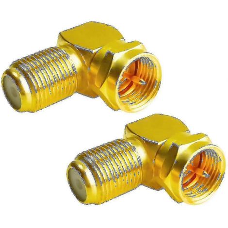 Adaptateur coudé mâle-femelle de type F (lot de 2) pour câble coaxial RG6 plaqué or (1/3)