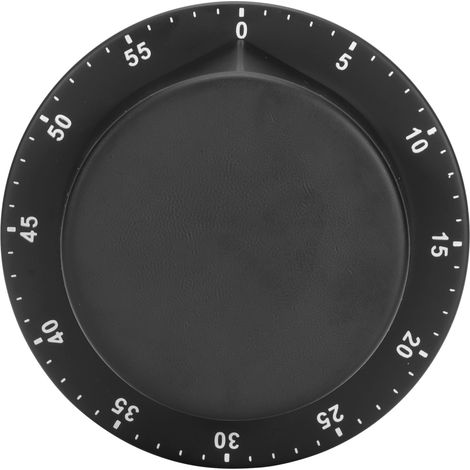 Minuteur de cuisine mécanique noir en acier inoxydable avec aimant, idéal pour apprendre à pâtisser. (1/5)