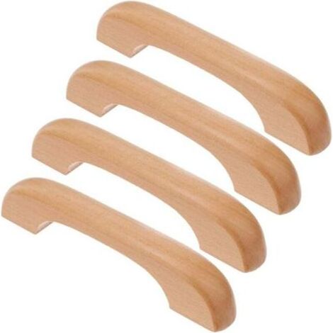Pcs Poignée de Meuble en Bois Bouton de Tiroir de Porte Poignées de Placard pour Cuisine Armoire Commode (127mm Longueur Totale,Couleur Bois) (1/4)