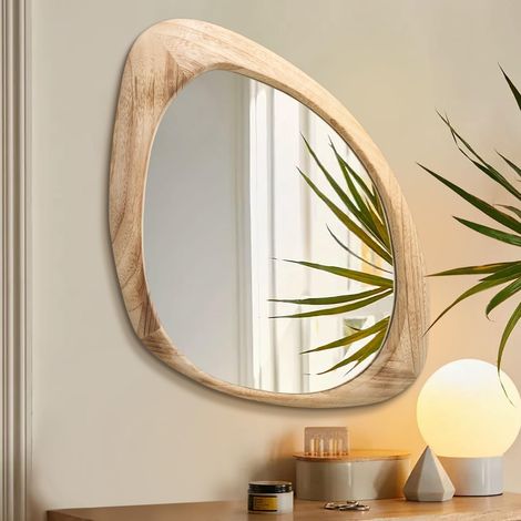 Miroir mural asymétrique grand 60L x 40L cm Miroirs de vanité rustiques irréguliers décoratifs pour salle de bain, chambre à coucher, salon, couloir (1/5)