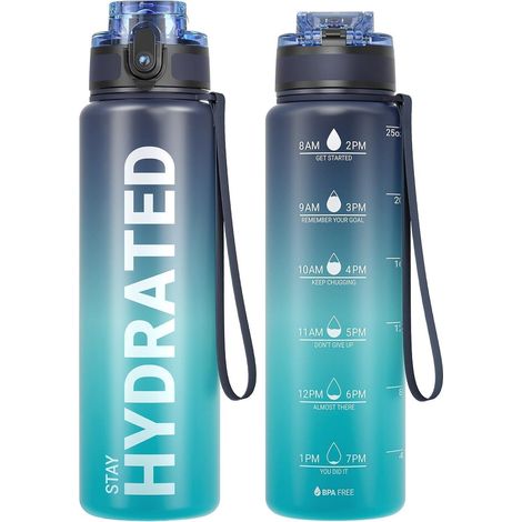 Trinkflasche mit Zeitmarkierung 750ml, BPA-frei, auslaufsicher, Tritan, Sportflasche (1/5)