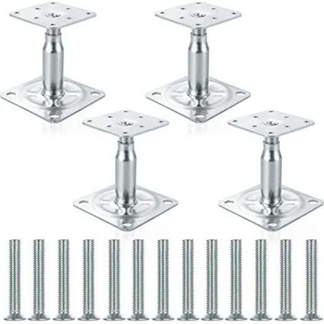 Lot de 4 supports de poteau surélevés galvanisés réglables de 100 à 150 mm, support de toit robuste pour construction (1/4)