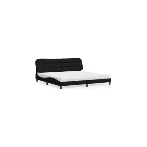 Lit avec matelas noir 200x200 tissu (1/5)