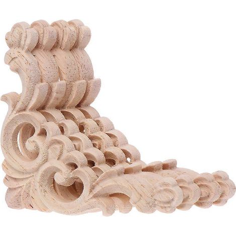 Lot de 4 appliques en bois sculpté pour coins, onlays non peints, décoration de cadre, armoire et placard.