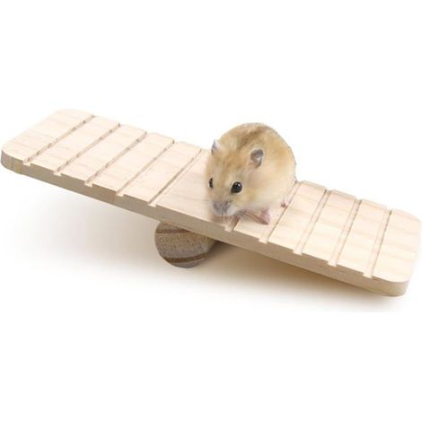 Jouets pour hamsters, pont à bascule en bois, jouets à mâcher pour hamsters, accessoires pour hamsters, jouets à mâcher pour cochons d'Inde - 19 × 7 × 3 cm (1/5)