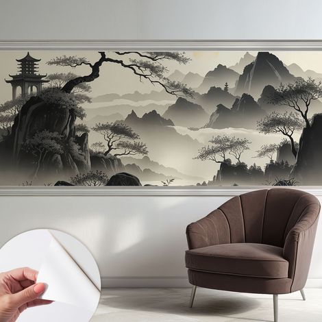 Papier peint adhésif décoratif pour salon chambre et cuisine Facile à poser avec colle Paysage oriental 250x104 cm (1/5)