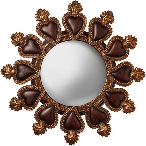Miroir Convexe Décoratif Ex-Votos, Miroir Sorcière, Doré et Marron, 28 cm de Diamètre (1/5)