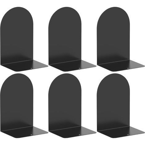 6er Set Buchstützen Metall, schwere Buchhalter, schwarz (1/5)