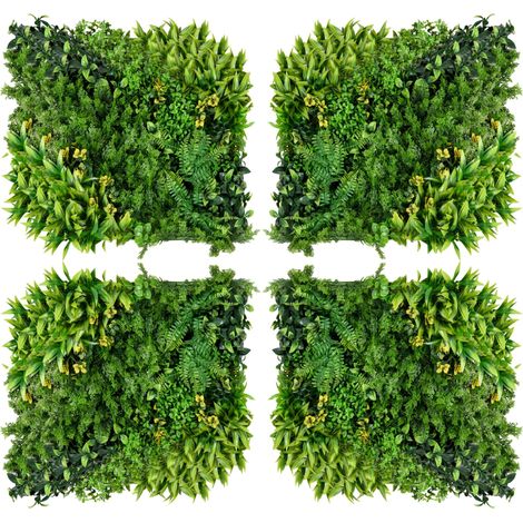 Mur végétal artificiel 12 panneaux 50 x 50 cm avec protection UV, brise-vue extérieur en polyéthylène, aspect réaliste pour jardin, balcon, terrasse  CHICFURN (1/5)