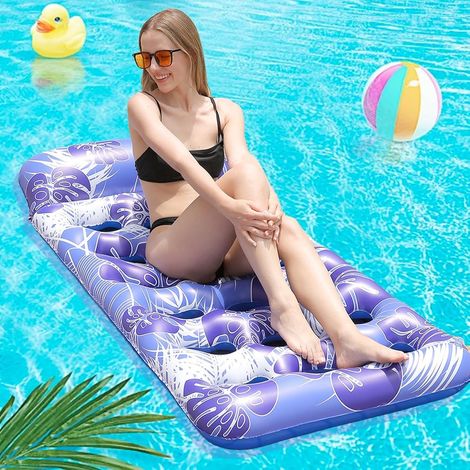 Shine Home Hamac de Piscine Gonflable avec Trous 180x80 cm, Matelas Flottant de Jardin Adulte & Enfant