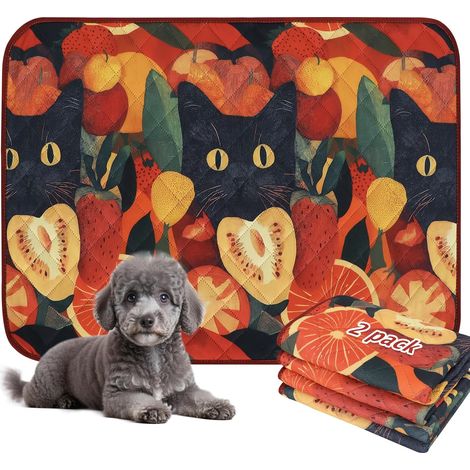 XH081 Pack of 2 Ultra Absorbent Reusable Training Mat, Washable Pee Pad Anti-Leak (60 x 45 cm, Cat) (1/5)
