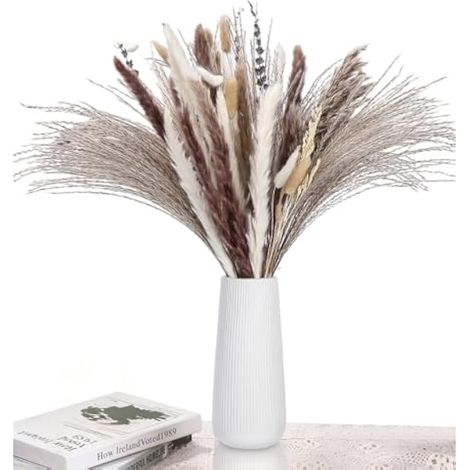 102 pièces de décoration en herbes de la pampa séchées, bouquet de fleurs séchées, fleurs séchées naturelles, décoration en herbes de la pampa pour salons, chambres, salles à manger, bureaux, mariages (1/4)