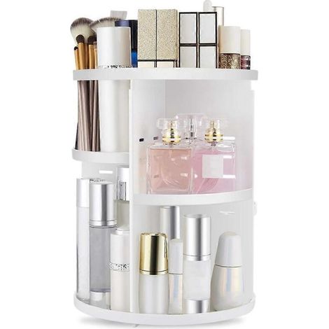Organisateur de maquillage rotatif 360°, boîte de rangement pliable pour cosmétiques, rangement cosmétique pratique et accessible pour bureau ou salle de bain (1/5)