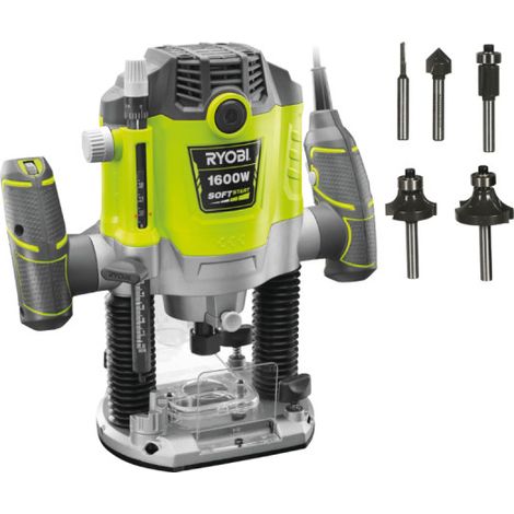 Pack RYOBI Défonceuse électrique RRT1600-K - 1600W - 254mm - Coffret 5 fraises panachées - RAKRBS5