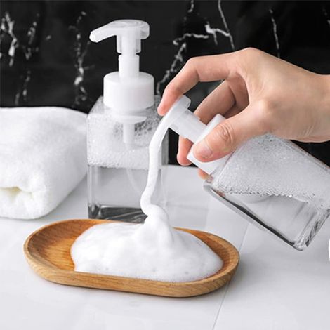 Lot de 2 distributeurs savon moussant carrés 450 ml PETG moderne rechargeables cuisine/sdb (1/5)