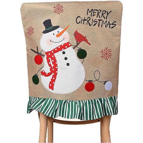 Weihnachtsstuhlbezug mit Weihnachtsmannmotiven, Stuhlbezug aus Stoff für den Haushalt-53X47CM (1/3)