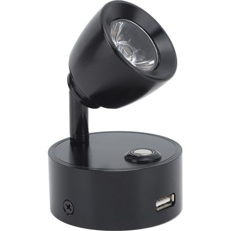 Lumière de lecture RV LED rechargeable USB pour cabine bateau yacht, lampe de chevet orientable tactile noire, compatible DC12V-24V (1/5)