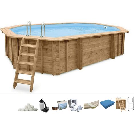 Holzpool 6,40 x 4,00/1,38m, Filteranl.