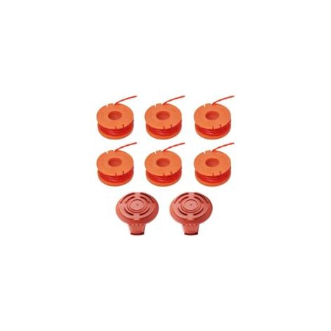 Paquete de 6 carretes de repuesto para cortadoras Worx, carretes de repuesto de larga duración para cortadoras Worx, 1,65 mm, 3 m/unidad, 6 carretes + 2 tapas de corte - Crezuo