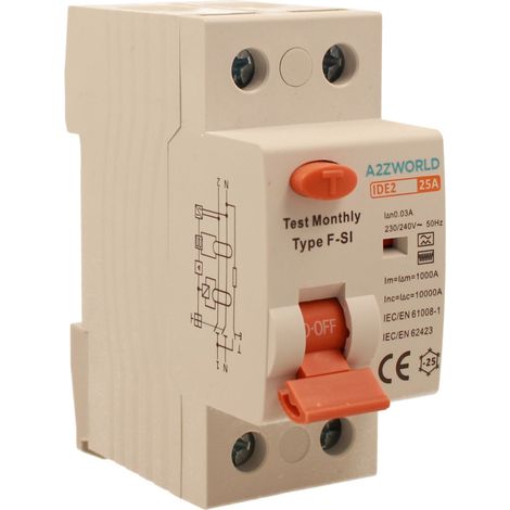 RCCB Interruttore Differenziale Puro Tipo F - SI 1P+N 2M 10000A 30mA Super Immunizzato AC 230V IP20 IEC61008-1, Corrente Disponibili 16A 25A 32A 40A 63A  (25A)