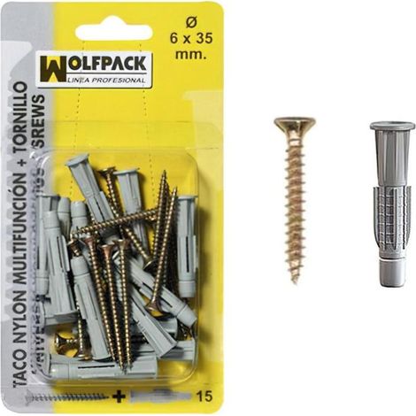 Taco Multiacción+Tornillo MU  6x35 mm. (15 Piezas)