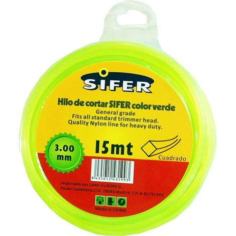sifer hilo desbrozadora verde redondo 3.00 mmx 15 mt 48222062