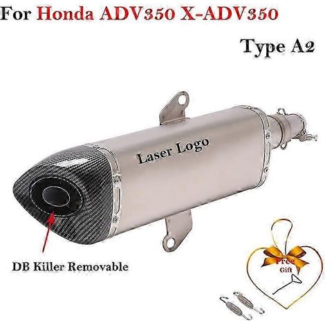 Système d'échappement pour moto Honda Adv350 X-adv 350, tube intermédiaire modifié, silencieux en fibre de carbone de 51 mm, db killer (type A2) (1/5)