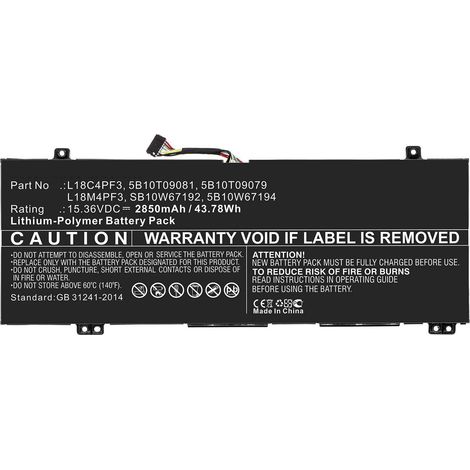 Batería para portátil Lenovo IdeaPad, de iones de litio, 43,78 Wh, 15,36 V, 2850 mAh, negra, mbxle-BA0239