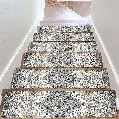Tapis d'escalier antidérapant pour Personnes âgées,10 pièces, Tapis d'escalier intérieur et extérieur Auto-adhésif avec réduction du Bruit, Amovible et sans déformation, idéal pour Le Salon et la Cham (1/5)