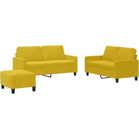 Maison Exclusive - Set di Divani 3 pz con Cuscini giallo in Velluto (1/5)