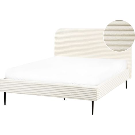 Bed Corduroy FLAYAT 140 x 200 cm (EU Double) Off-White