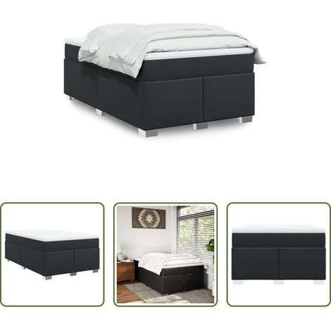 vidaXL Surmatelas - Sommier à lattes de lit matelas Noir 120x200 cm Similicuir (1/5)