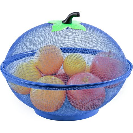 Trintion Fruits Bowl Basket Apple Shape Mesh Fruit Basket Tabletop Vegetable Holder Keep Unwanted Pets & Insects Out Decorative Fruit Basket for Fruits Vegetables Snacks Blue (1/5)