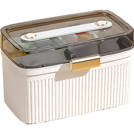 Trousse à pharmacie portable à double compartiment, sac de premiers secours transparent en plastique blanc pour enfants (1/5)