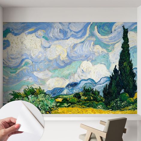 Papier peint autocollant décoratif à motifs pour salon chambre et bureau Tapete adhésif pour décoration Nuages expressifs 152x104 cm (1/5)