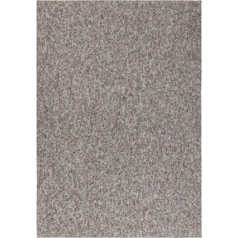 Tapis salon 120 x 170 cm, motif faux uni, couleurs beige, gris, structure poils ras, look plat et chaleureux, design sobre et original
