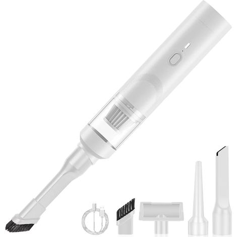 Mini Aspirateur a Main Voiture Puissant Sans Fil 9000Pa 90W 1 Vitesse,Blanc (1/5)
