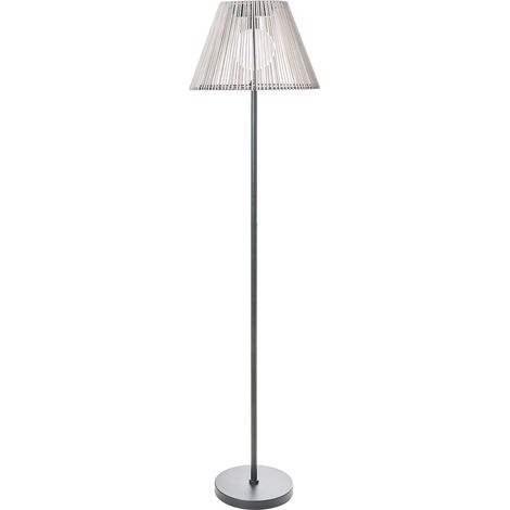 Lámpara de pie solar LED de bajo consumo para exteriores con base de hierro y pantalla sintética moderna gris Luete